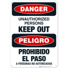 Danger Unauthorized Persons Keep Out Bilingual Sign