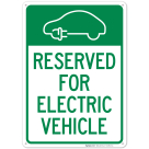 Reserved For Electric Vehicle With Graphic Sign