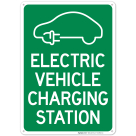 Electric Vehicle Charging Station With Graphic Sign, (SI-67866)