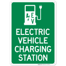 Electric Vehicle Charging Station With Graphic Sign, (SI-67869)
