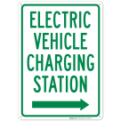 Electric Vehicle Charging Station With Right Arrow Sign