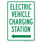 Electric Vehicle Charging Station With Left Arrow Sign