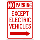 Except Electric Vehicle With Right Arrow With Graphic Sign