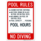 Pool Rules Sign, Pool Sign, (SI-6789)
