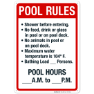 Pool Rules Sign, Pool Sign, (SI-6790)