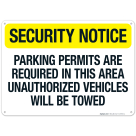 Parking Permits Are Required In This Area Unauthorized Vehicles Will Be Towed Sign