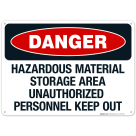 Hazardous Material Storage Area Unauthorized Personnel Keep Out Sign