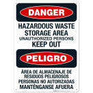 Hazardous Storage Area Unauthorized Persons Keep Out Bilingual Sign