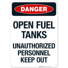 Open Fuel Tanks Unauthorized Personnel Keep Out Sign