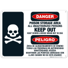Danger Poison Storage Area All Unauthorized Persons Keep Out Bilingual Sign