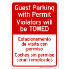 Guest Parking With Permit Violators Will Be Towed Bilingual Sign