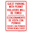 Guest Parking Violators Will Be Towed Bilingual Sign