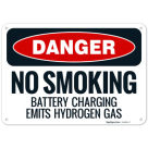 No Smoking Battery Charging Emits Hydrogen Gas OSHA Sign
