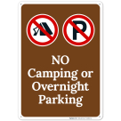 No Camping Or Overnight Parking With Symbols Sign