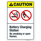 Battery Charging Station No Smoking Or Open Flames ANSI Sign