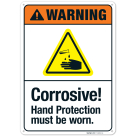 Corrosive Hand Protection Must Be Worn ANSI Sign