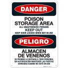 Poison Storage Area All Unauthorized Persons Keep Out Bilingual OSHA Sign