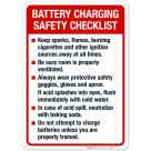Battery Charging Safety Checklist Sign