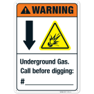 Underground Gas Call Before Digging ANSI Sign