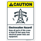 Electrocution Hazard Keep All Parts Of This Crane Sign