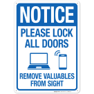 Please Lock All Doors Remove Valuables From Sight With Graphic Sign