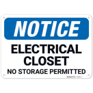 Electrical Closet No Storage Permitted OSHA Sign