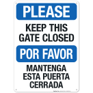 Please Keep This Gate Closed Bilingual Sign