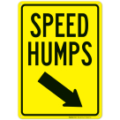 Speed Humps With Down Right Arrow Sign