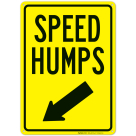 Speed Humps With Down Left Arrow Sign
