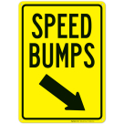 Speed Bumps With Down Right Arrow Sign