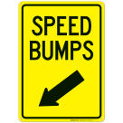 Speed Bumps With Down Left Arrow Sign
