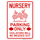 Nursery Parking Only Violators Will Be Uprooted Sign