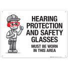 Hearing Protection And Safety Glasses Sign