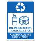 Recycle Milk And Juice Cartons Bottles Metal & Foil Sign