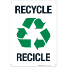 Recycle With Graphic Bilingual Sign