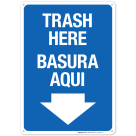Trash Here Bilingual Sign, (SI-69970)