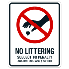 Arizona No Littering Sign, No Littering Subject To Penalty Sign