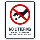 Michigan No Littering Sign, No Littering Subject To Penalty Sign
