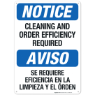 Cleaning And Order Efficiency Required Bilingual Sign