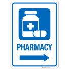 Pharmacy With Right Arrow Hospital Sign