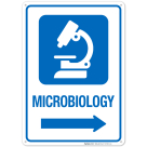 Microbiology With Right Arrow Hospital Sign