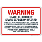 Static Electricity Spark Explosion Hazard Sign