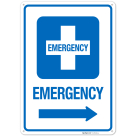 Emergency With Right Arrow Hospital Sign