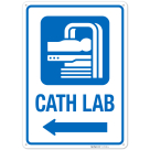 Cath Lab Catheterization Graphic With Left Arrow Hospital Sign