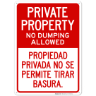 No Dumping Allowed Bilingual Sign