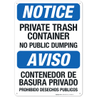 Notice Private Trash Container Bilingual Sign