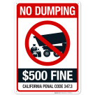 $500 Fine California Penal Code 3343 Sign