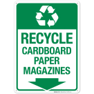 Recycle Cardboard Paper Magazines With Down Arrow And Recycle Symbol Sign