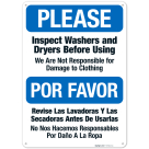 Please Inspect Washers And Dryers Before Using Biligual Sign
