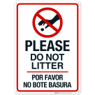 Please Do Not Litter Bilingual With Graphic Sign